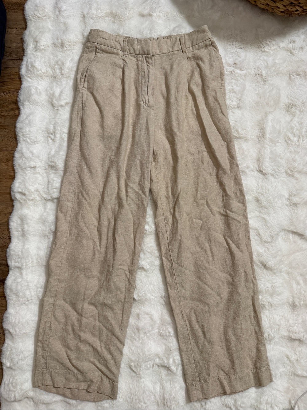 Old Navy Extra High Rise Wide Leg Trousers Beige Size S